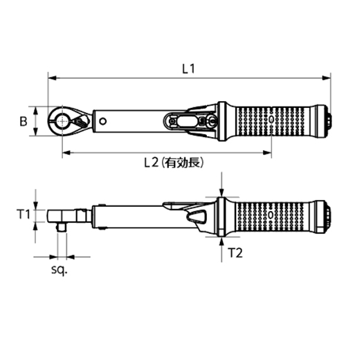 L1：446.9mm　　　L2：364.0㎜\nB：33mm　　　T1：13.7mm　　　T2：44.5mm