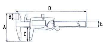 A：77mm、B：16mm、C：40mm、\nD：236mm、E：16mm、\n外側用ジョウの厚さ：3.2mm