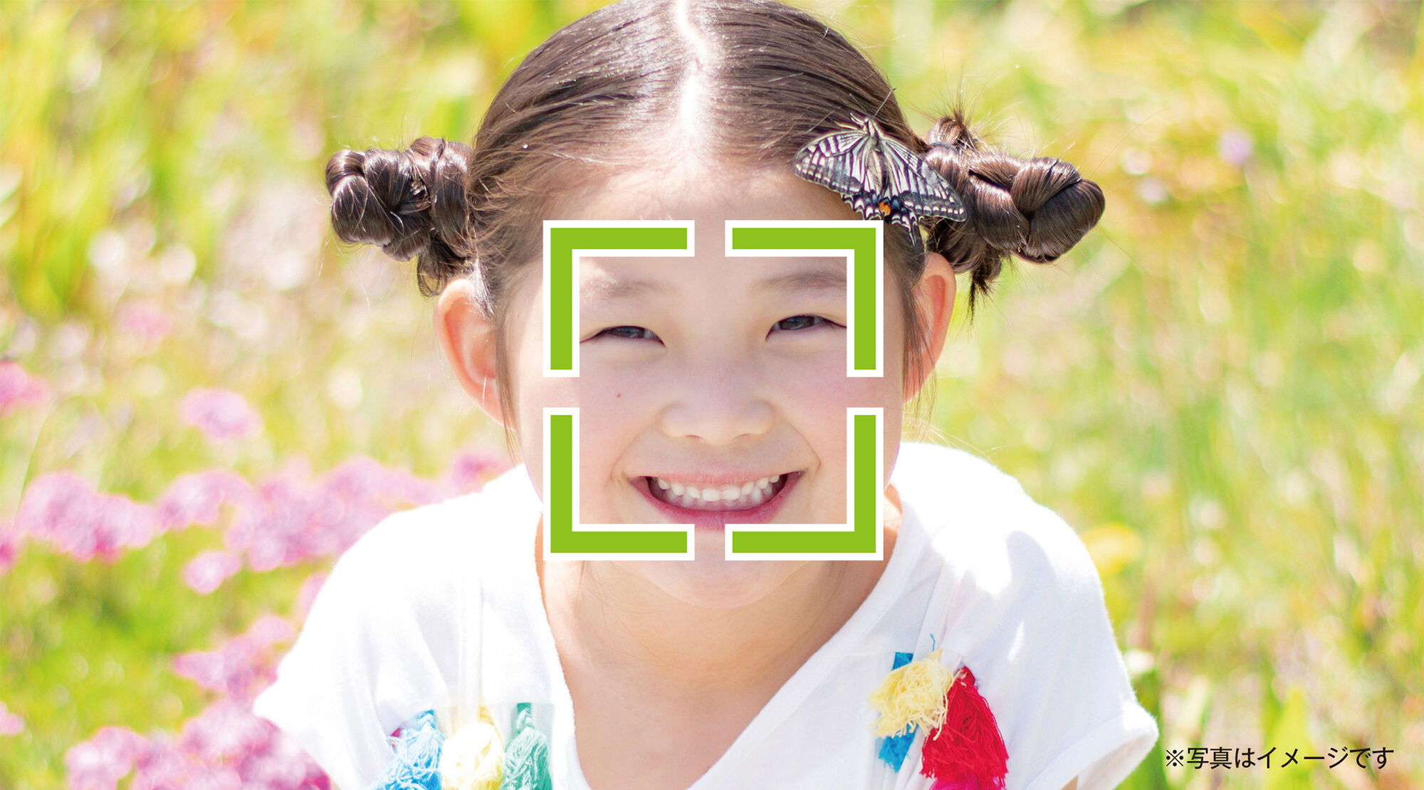 シャッターボタンの半押しでピントを合わせます。　※静止画撮影時