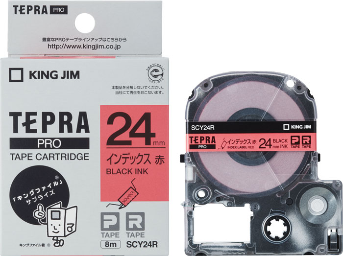 EA761DF-1｜24mm テープカセット(ｲﾝﾃﾞｯｸｽﾗﾍﾞﾙ/赤)｜株式会社エスコ