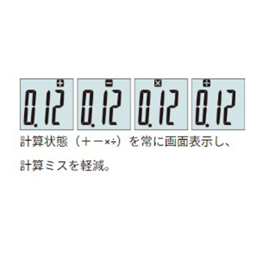 打ち間違いなどの軽減に効果的な計算状態表示機能