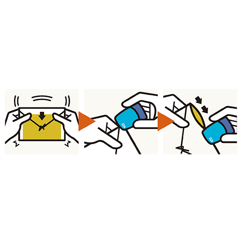 スーッとスライド、安全に開封！\n1、封筒の中身は、誤って傷つけないよう下側へ寄せる。\n2、本体の差し込み口に封筒の上側の角を差し込む。\n3、本体を矢印の方向にスライドさせて開封。