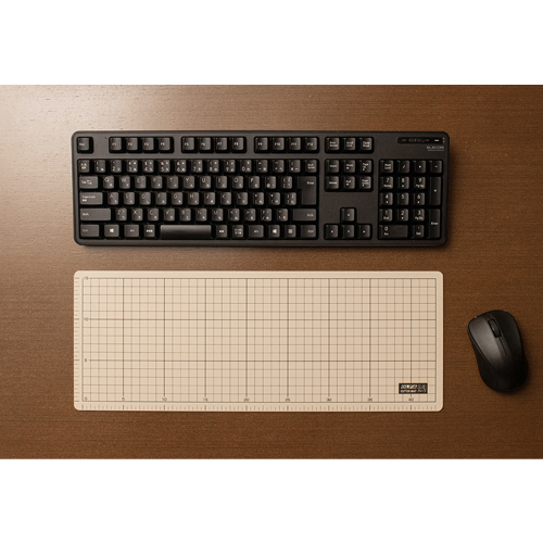 横長のコンパクトなサイズなので、キーボードの手前に置いて作業することができます。