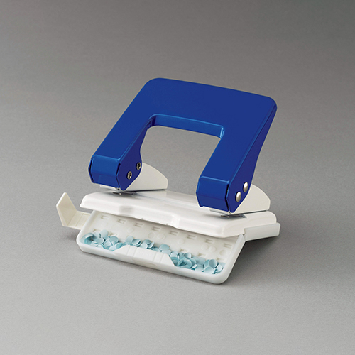 ※画像はEA762MD-42です。\n屑受キャップは前面から開き、捨てる際にパンチ屑が散らばりにくい構造です。