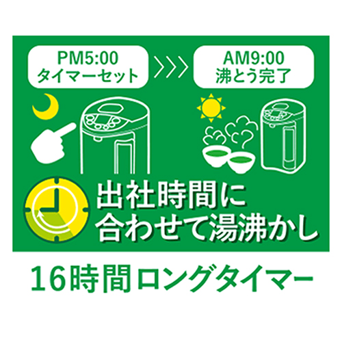 「6段階節約ロングタイマー」（6・8・10・12・14・16時間）