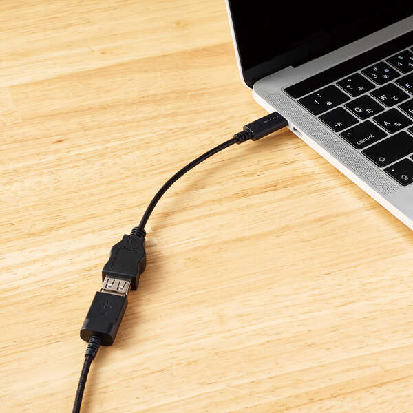 USB Type-C変換ケーブルを用いることで、USB Type-C端子を搭載した機器でも使用できます。