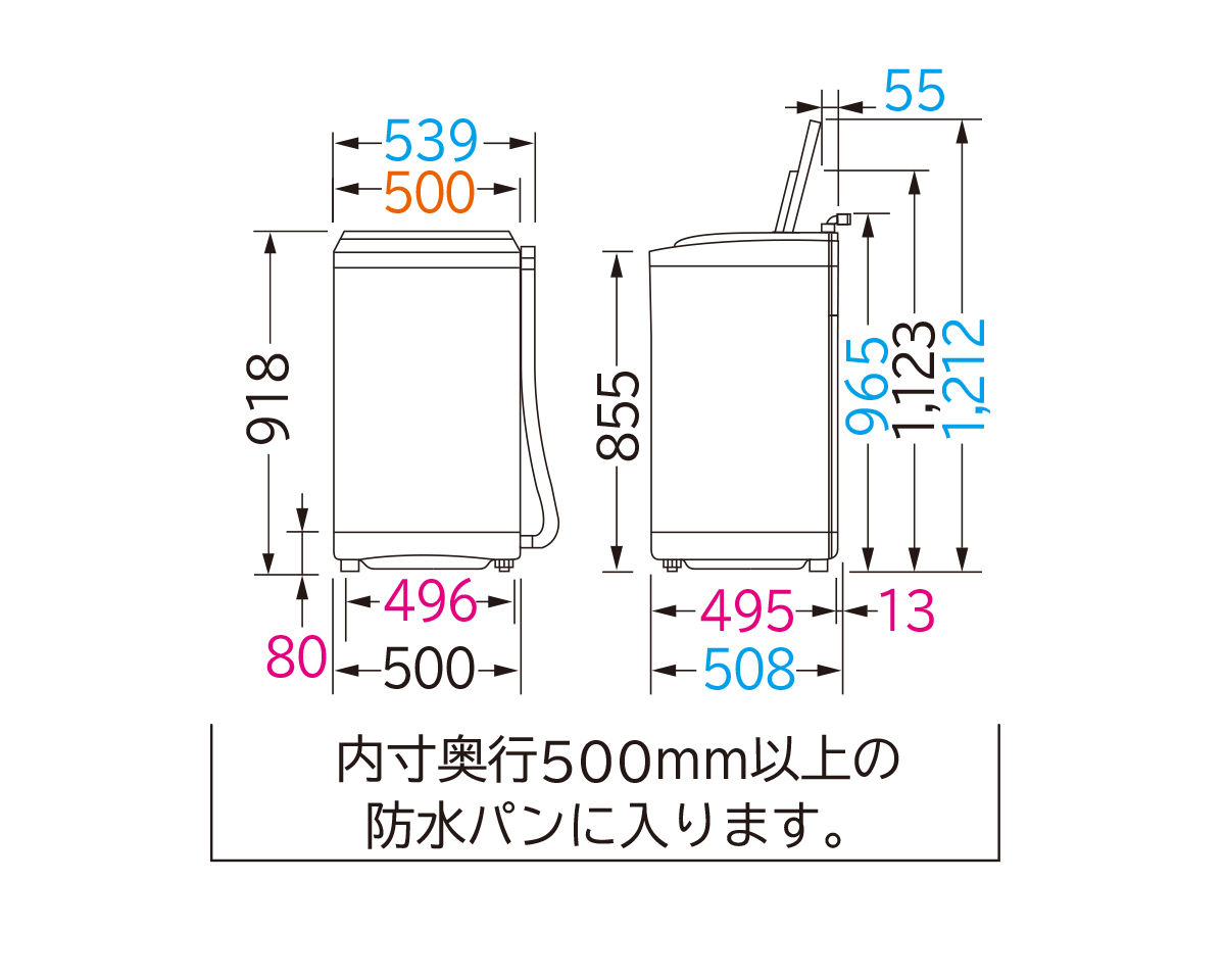 EA763Y-1L｜5.0kg/539x508x965mm 全自動洗濯機｜株式会社エスコ