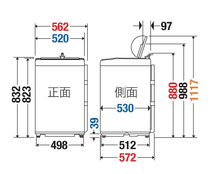 EA763Y-22G｜5.0kg/562x572x 880mm 全自動洗濯機のページ -