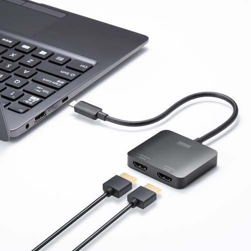 Type-CポートからHDMI×2ポートに映像出力
