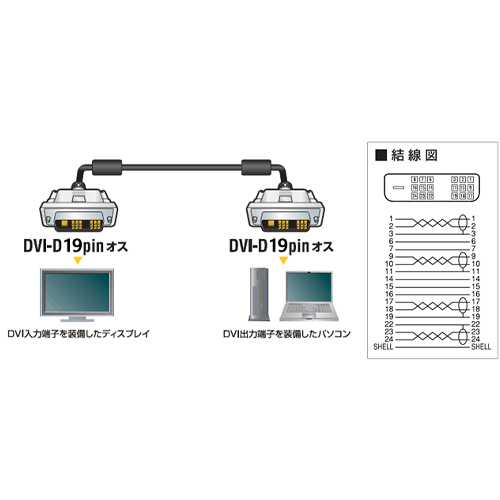 デジタル接続用のDVI-Dケーブル