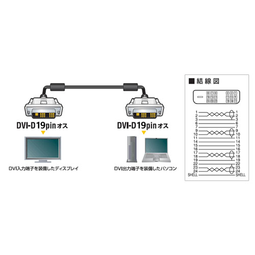 デジタル接続用のDVI-Dケーブル