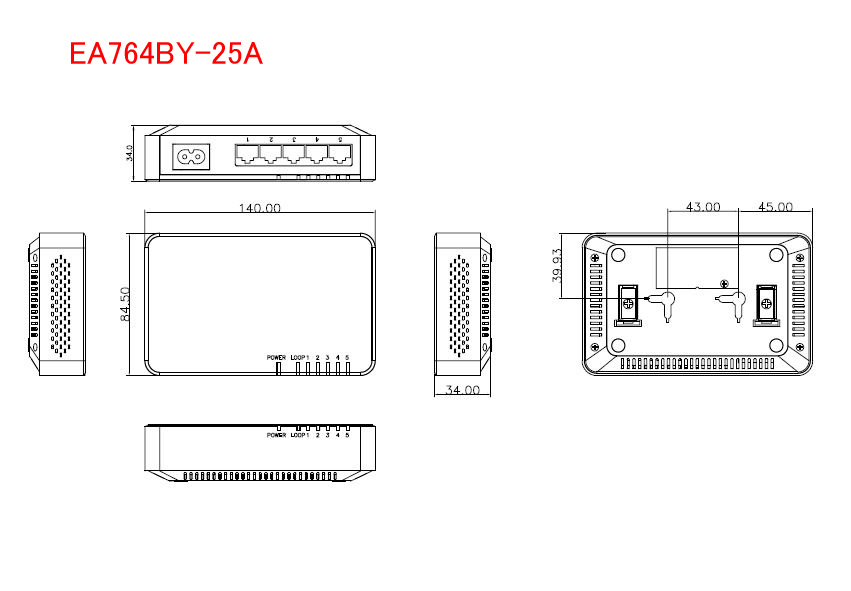EA764BY-25A｜140x 85x34mm [5ﾎﾟｰﾄ]スイッチングハブのページ -