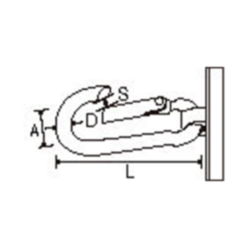 S（口幅）：5mm\nL・A（フックサイズ）：41×12mm\nD（線径）：4mm