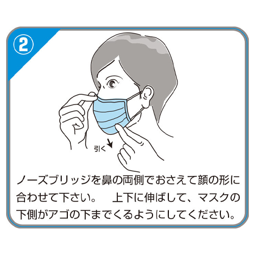 着用方法\nマスクの効果を得るためには正しく着用する事が重要です。