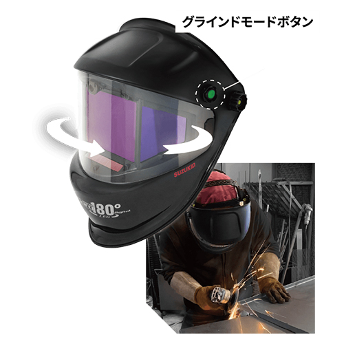 装着したままでワンタッチ切り替え(溶接/切断⇔グラインドモード)が可能なグラインドモードボタン装備