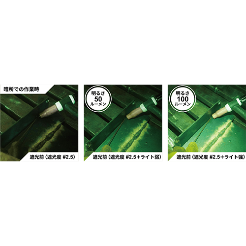 LEDライト搭載で暗所での作業をサポートします。