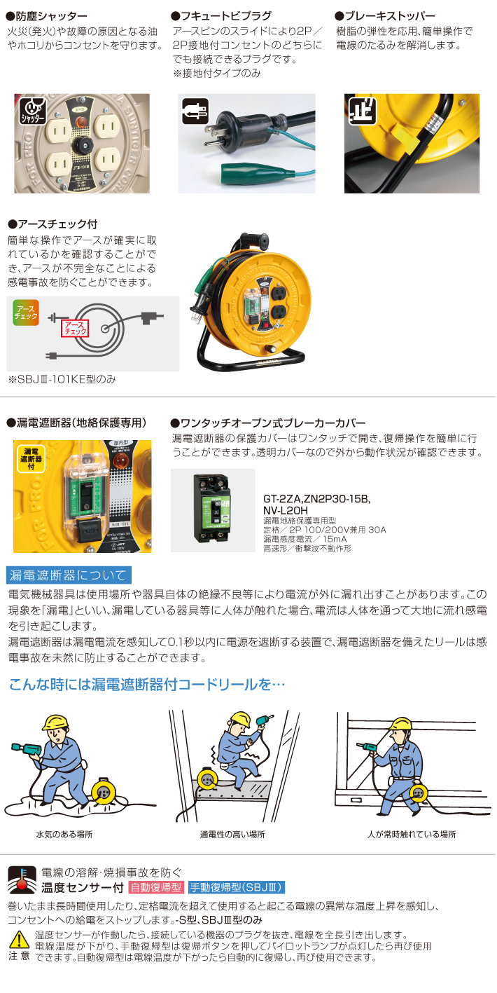 人気ブランド エスコ ESCO AC125V 22Ax10m コードリール アース ブレーカ付 EA815GV-21 I140601 