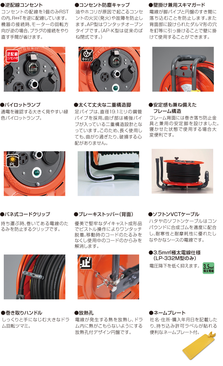 エスコ AC125V/32A/30m コードリール 極太/漏電遮断 EA815DT-2 エスコ ESCO 