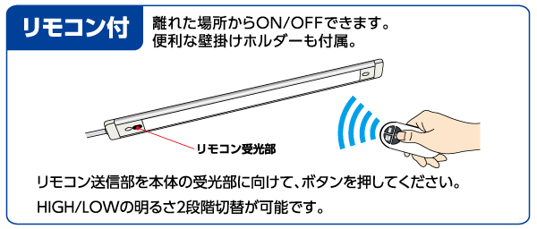 離れた場所からリモコンで電源をON/OFFできます。