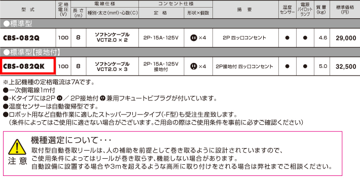 EA815SS-26｜AC125V/15A/ 8m 自動巻リール付コンセントのページ