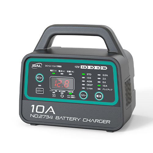 デジタル表示パネルに充電状態（電圧/電流/容量）、エラー状態を表示