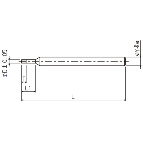 サイズ（mm）\nφD：0.3、T：2、L1：5、φY：3.0、L：35