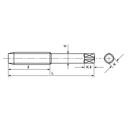 L：95mm　　　l：45mm\nd：12.5mm　　　　K：10mm\nKl：4mm