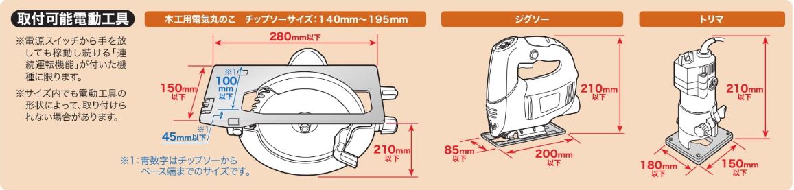 取り付け可能工具