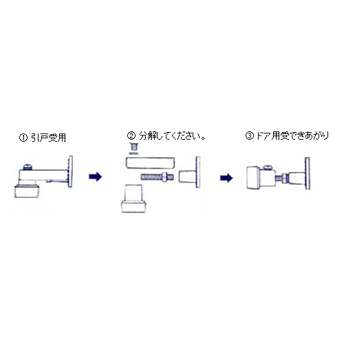 この用心チャイムは引戸用にセットされておりますのでドアにご使用の場合は 説明書参照の上、上記の手順で受（部品）を組み替えてください。