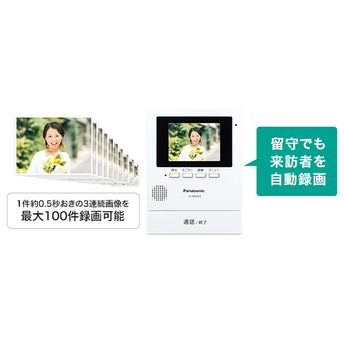 留守でも来訪者を確認できる録画機能を搭載