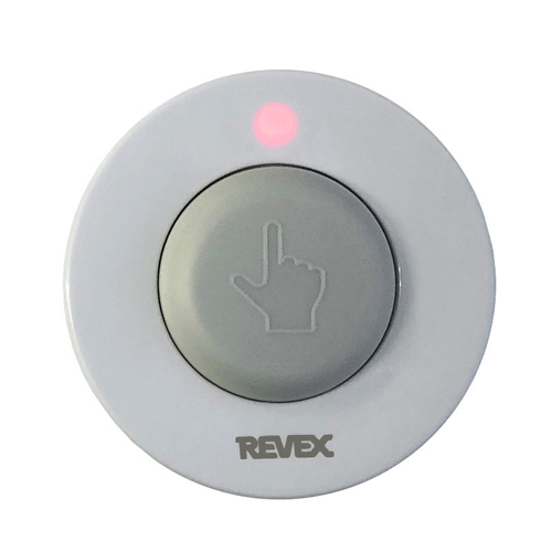 押しボタンを押すと、離れた場所にある受信機が眩しい光やチャイム音でお知らせします。