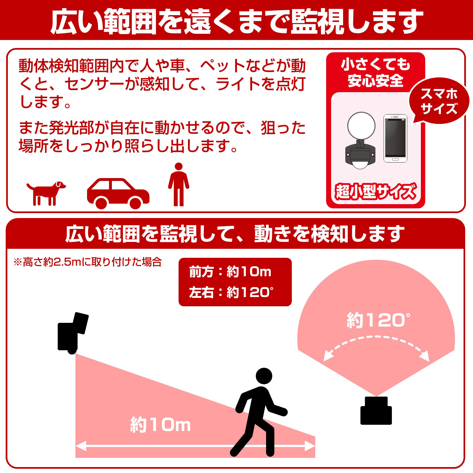 エスコ(esco) AC100V/60W LEDセンサーライト(防雨型)