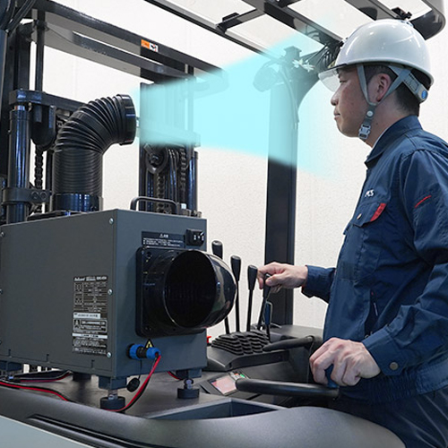 リーチ式フォークリフト設置例\n※旧モデルの画像です