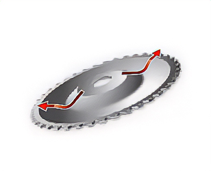 波型形状で凹凸地形でもピッタリ切れます