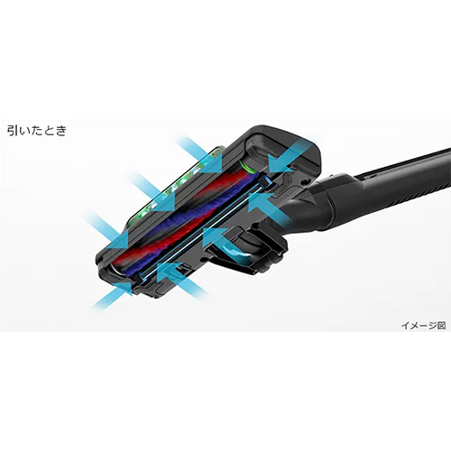 前からだけでなく、左右からも吸うからごみの取り残しを減らします。