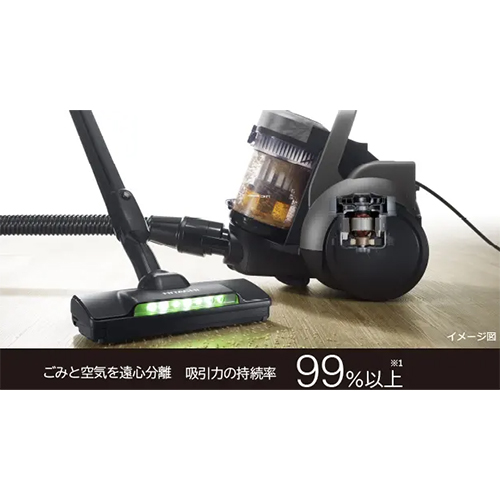 強い吸引力で、フローリングの溝やじゅうたんの\nごみもしっかり吸い込みます。
