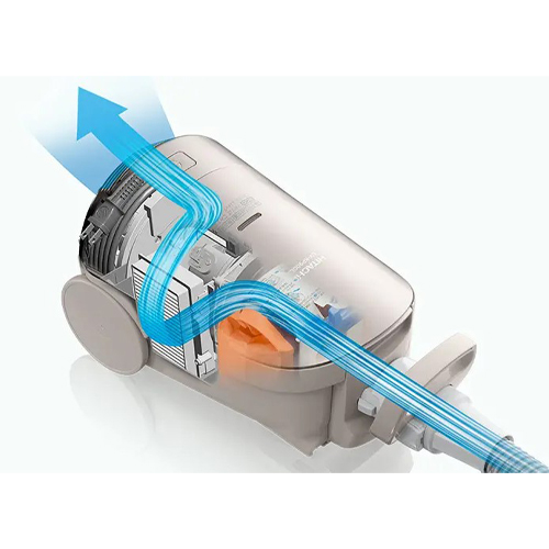 高集じんフィルターと高気密モーターケースなどによって、 微細なごみも捕集し、排気をきれいにします。