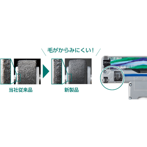 特殊加工ローラー採用でお手入れがラクに\n