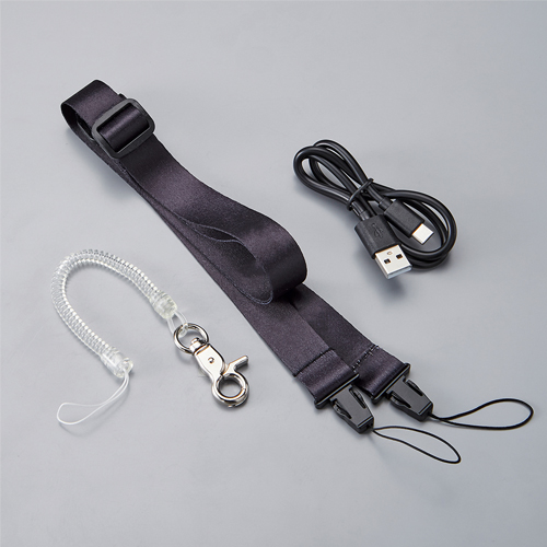 付属品\n充電用USBコード(Type-C)、コイルストラップ、ネックストラップ