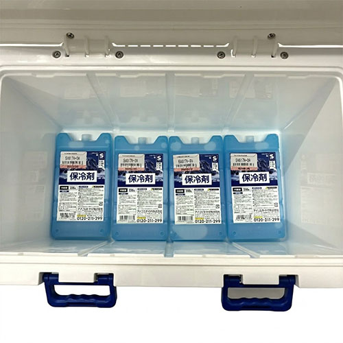 付属の保冷剤４個がキッチリと収まります