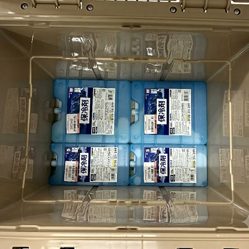 付属の保冷剤４個がキッチリと収まります