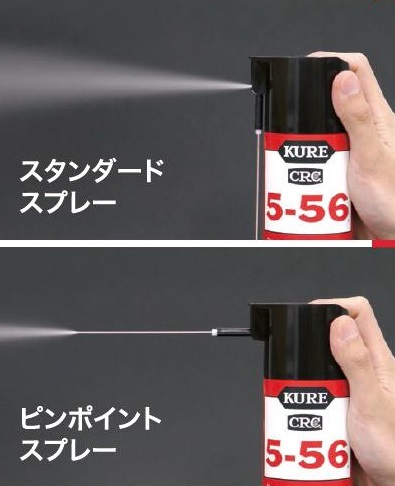 ・チューブそのまま：スタンダードスプレー\n・チューブを上げて：ピンポイントスプレー