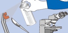 実験室で物質を瞬時に凍らせてカットしやすくしている図です。