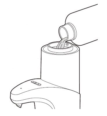 ★液体せっけん、ハンドソープ、液体食器用中性洗剤などをタンクに注ぎ入れてください。