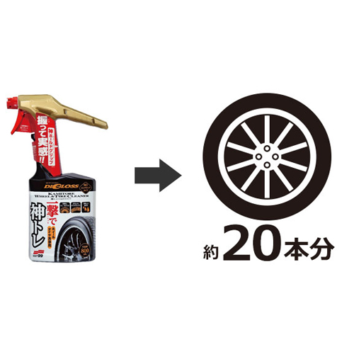 \nタイヤおよびホイール約20本分への施工が可能な800mLの大容量。\n（1本に対して約40ショット程度を目安）