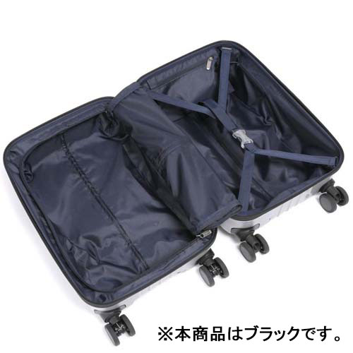 内装には小物が仕分けしやすく便利なメッシュポケット、荷崩れ防止のクロスベルト（長さ調節可能）付属。