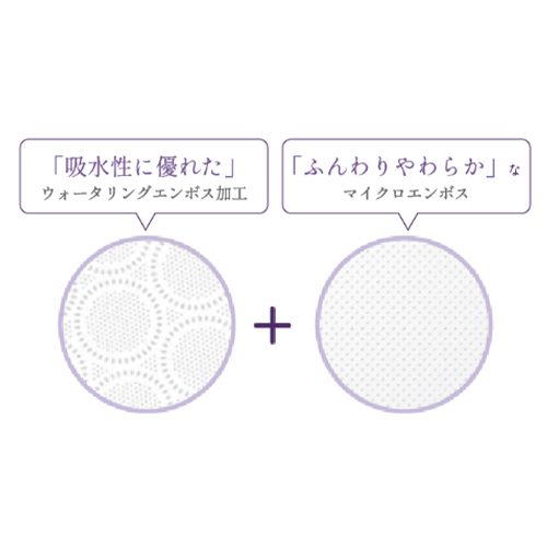 吸水性に優れたウォータリングエンボス加工で、ふんわり厚手仕上げ