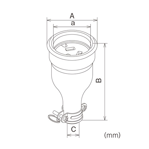 A：φ58mm　　　a：44mm　　　B：105mm\nC：φ12～14mm