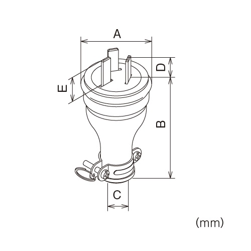 A：φ54mm　　　B：90mm　　　C：φ13～14.5mm\nD：20mm　　　E：23mm