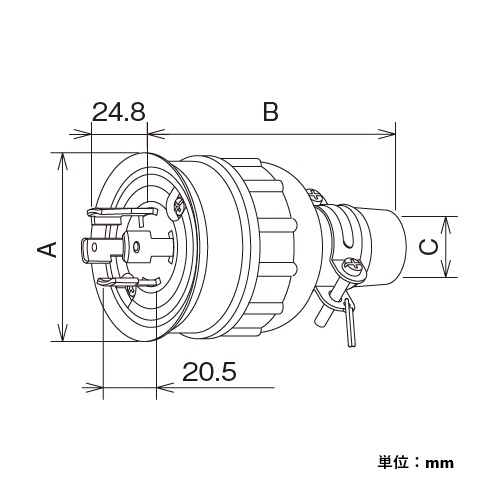 A：φ66.5mm　　　B：103.5mm\nC：φ15～17mm